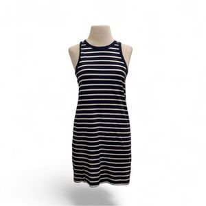 J. Crew Navy/White Knit Mini Cutaway Sleeveless Striped Crew Neck Dress Sz Small